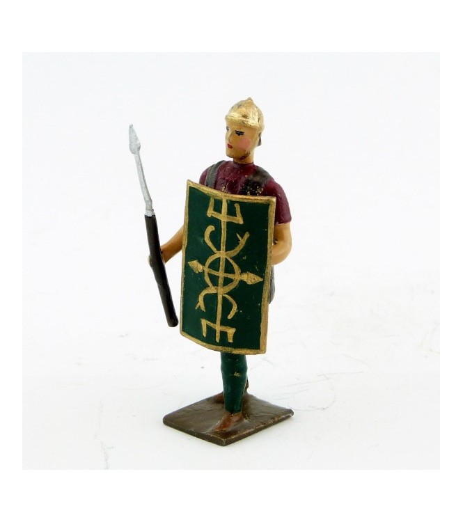 romain de la tortue, avec bouclier devant et pilum