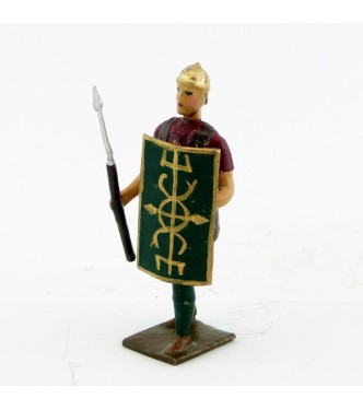 romain de la tortue, avec bouclier devant et pilum