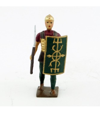 romain de la tortue, avec bouclier devant et pilum