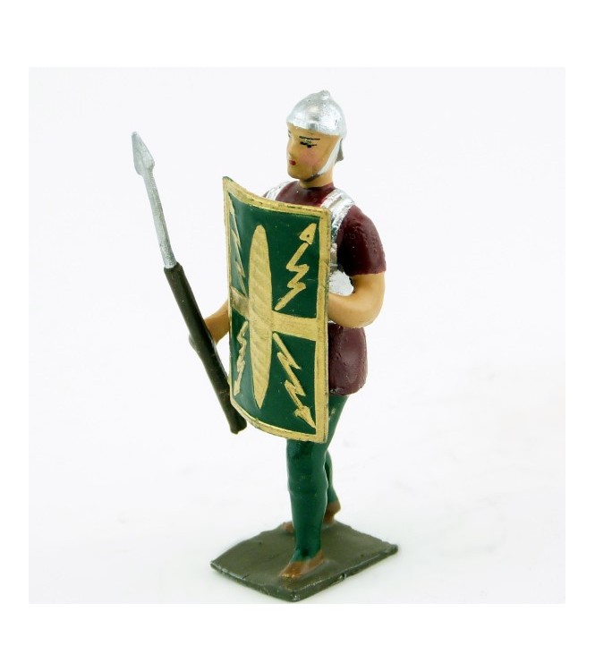 romain de la tortue, avec bouclier devant et pilum