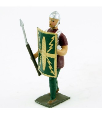 romain de la tortue, avec bouclier devant et pilum