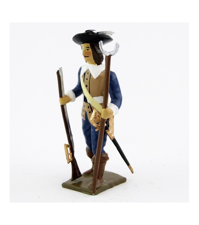 mousquetaire avec mousquet et porte-mousquet (tenue bleu foncé)