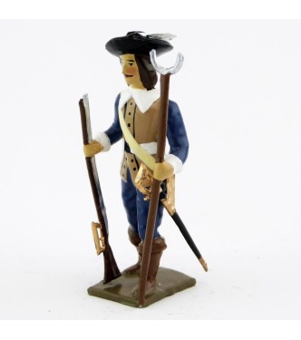 mousquetaire avec mousquet et porte-mousquet (tenue bleu foncé)