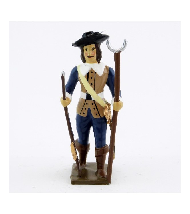 mousquetaire avec mousquet et porte-mousquet (tenue bleu foncé)