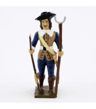 mousquetaire avec mousquet et porte-mousquet (tenue bleu foncé)
