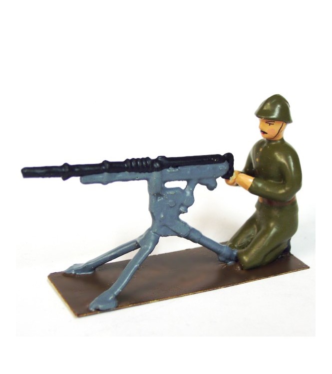mitrailleur en tenue kaki (1921-1945) + mitrailleuse Hotchkiss