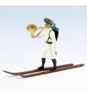 cor des chasseurs alpins en tenue d'hiver (blanc) à skis