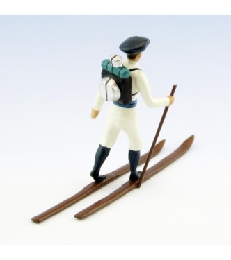 fantassin des chasseurs alpins en tenue d'hiver (blanc) à skis