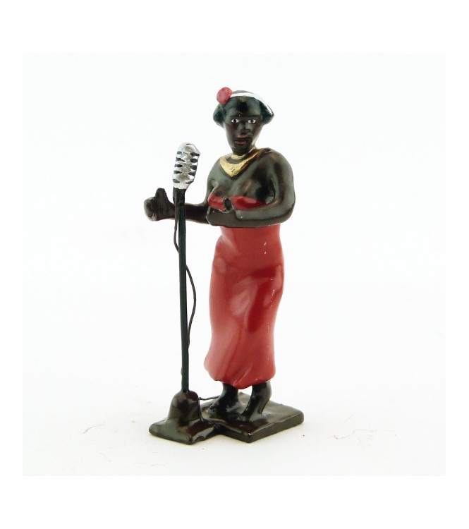 chanteuse noire avec micro (diorama le Jazz) (JZ08)