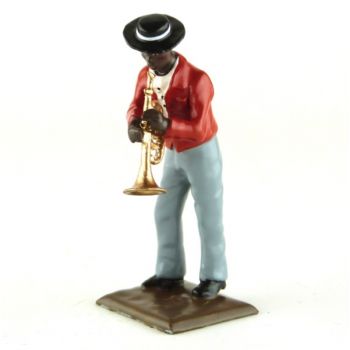 trompettiste, gilet rouge, avec canotier (diorama le Jazz) (JZ03 Bis)