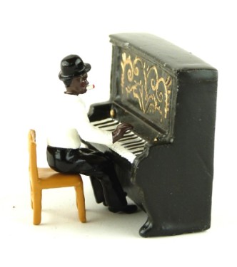 pianiste de Jazz et piano droit (diorama le Jazz) (JZ02)