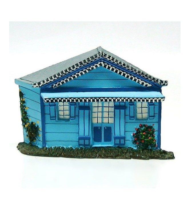 Maison réunionaise bleue, toit en tôle