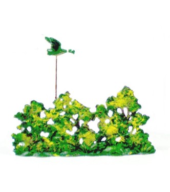 Buisson avec canard en vol