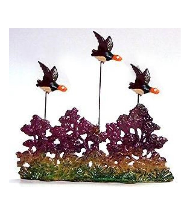 Buisson + 3 canards en vol