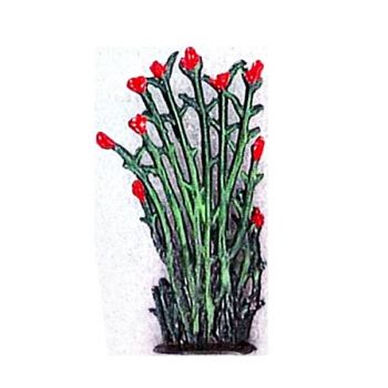 Petit roseaux fleurs rouge  (h. 4 cm)