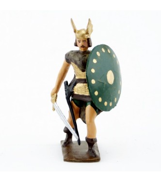 Vercingetorix, casque ailé, avec épée et bouclier
