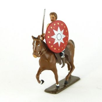 cavalier gaulois, casque ailé, avec glaive et bouclier