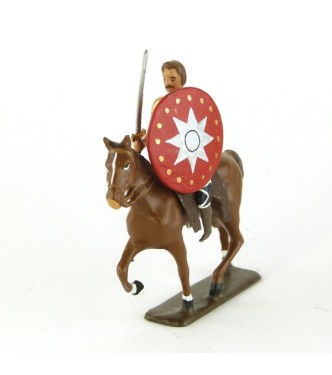 cavalier gaulois, casque ailé, avec glaive et bouclier