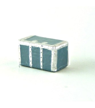 malle, petit modèle,bleu horizon, passementeries argent
