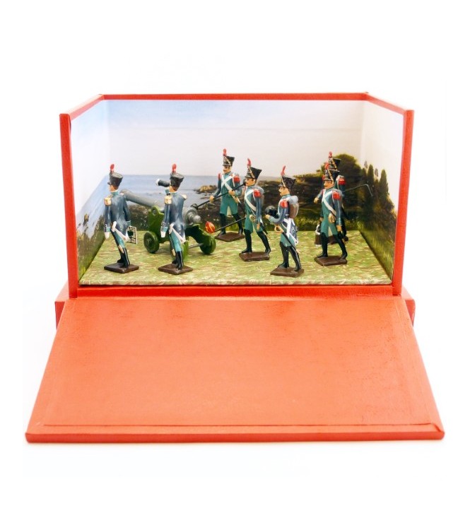 petit diorama les Canonniers garde-côtes (7 artilleurs + canon)