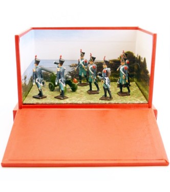 petit diorama les Canonniers garde-côtes (7 artilleurs + canon)