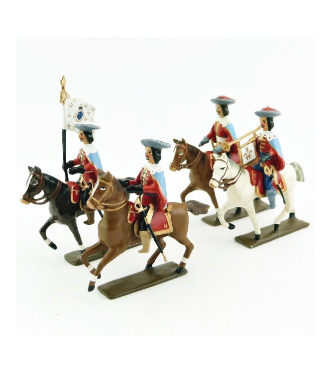 Mousquetaire louis XIII à cheval - ensemble de 4 cavaliers