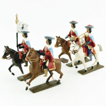 Mousquetaire louis XIII à cheval - ensemble de 4 cavaliers