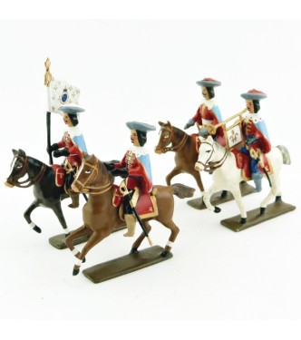 Mousquetaire louis XIII à cheval - ensemble de 4 cavaliers