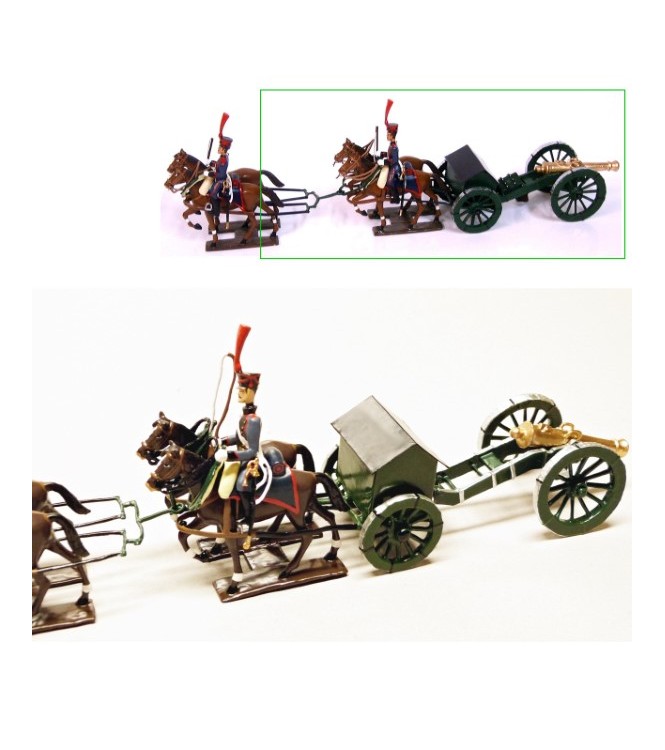 Canon Gribeauval (4 chevaux, 2 personnages)