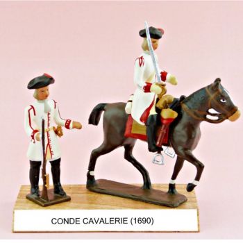 Conde Cavalerie (1690), ensemble de 2 figurines sur socle bois