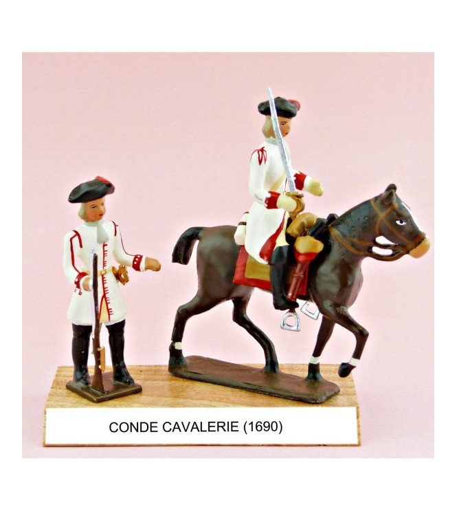 Conde Cavalerie (1690), ensemble de 2 figurines sur socle bois
