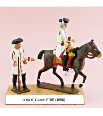 Conde Cavalerie (1690), ensemble de 2 figurines sur socle bois
