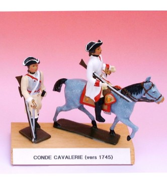 Conde Cavalerie (1745), ensemble de 2 figurines sur socle bois