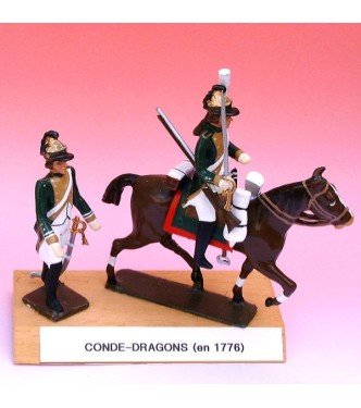 Conde Dragons (1776), ensemble de 2 figurines sur socle bois