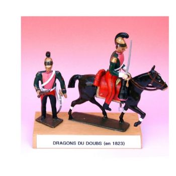 Dragons Du Doubs (1823), ensemble de 2 figurines sur socle bois