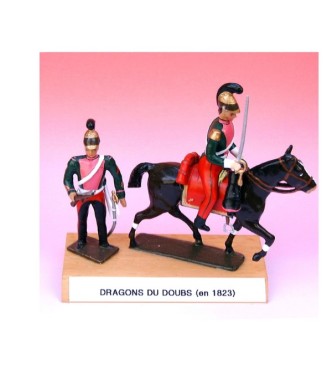 Dragons Du Doubs (1823), ensemble de 2 figurines sur socle bois