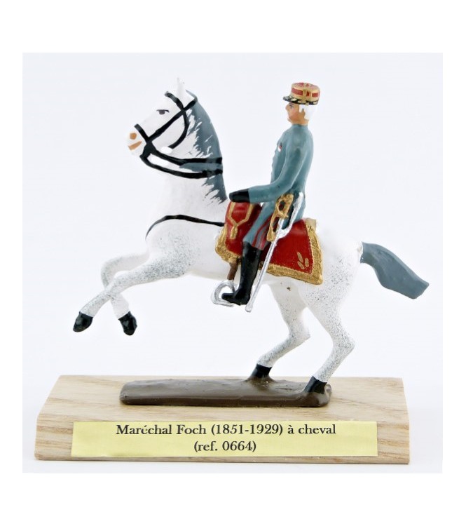 Maréchal Foch à cheval, sur socle bois
