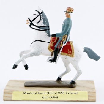 Maréchal Foch à cheval, sur socle bois