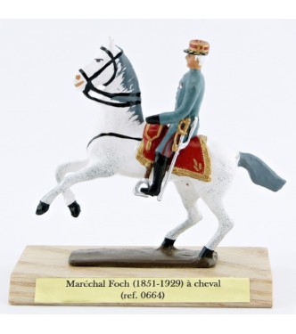 Maréchal Foch à cheval, sur socle bois
