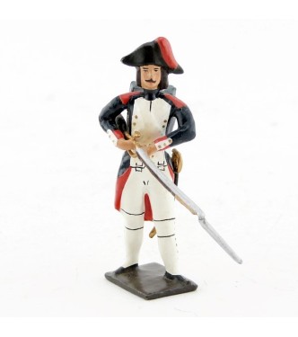 fantassin de l'infanterie campagne d'Egypte armant le chien de son fusil