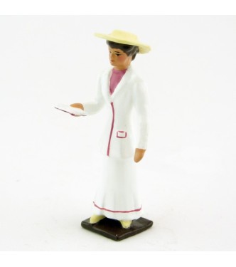 Femme, robe blanche, avec livre (missel)