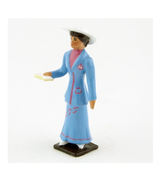 Femme, robe bleue, avec livre (missel)