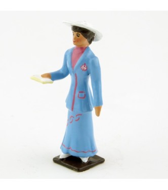 Femme, robe bleue, avec livre (missel)