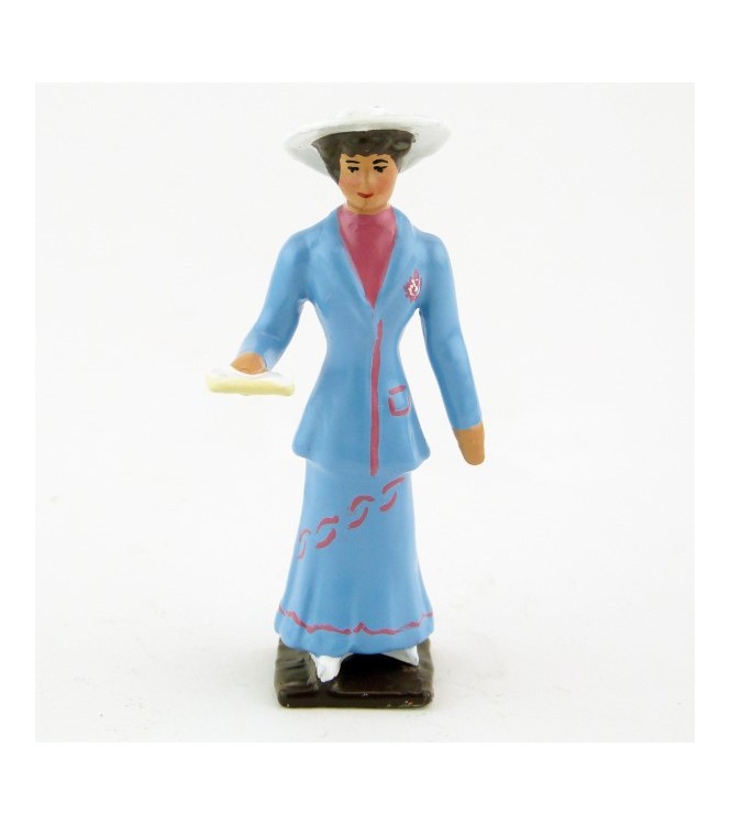 Femme, robe bleue, avec livre (missel)