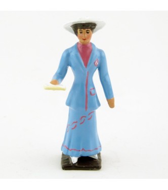 Femme, robe bleue, avec livre (missel)