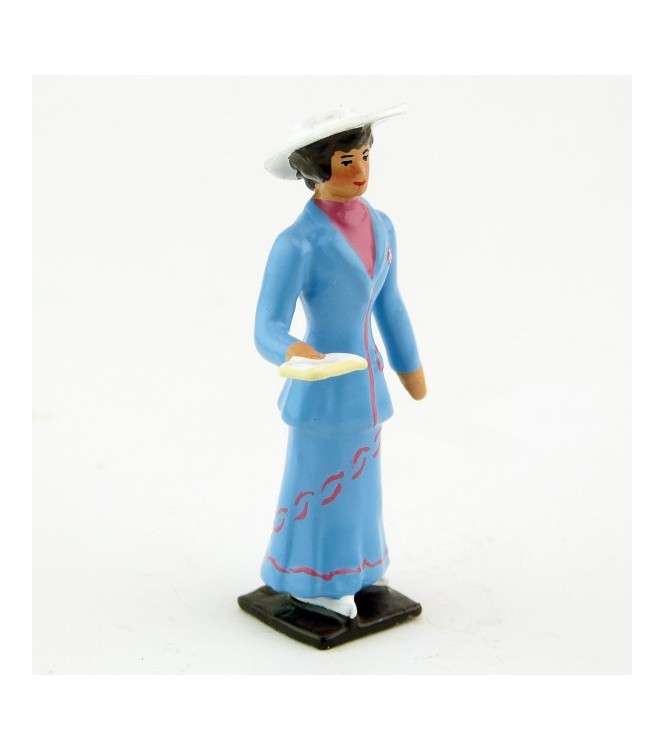 Femme, robe bleue, avec livre (missel)
