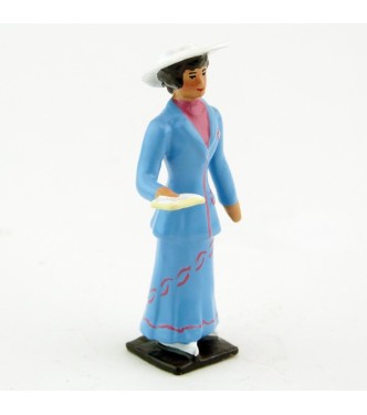Femme, robe bleue, avec livre (missel)
