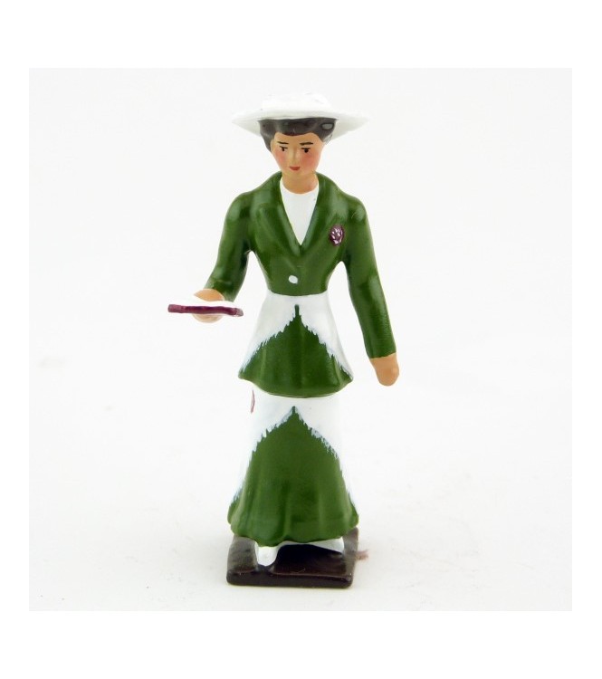 Femme, robe verte, avec livre (missel)