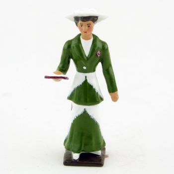 Femme, robe verte, avec livre (missel)
