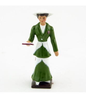 Femme, robe verte, avec livre (missel)